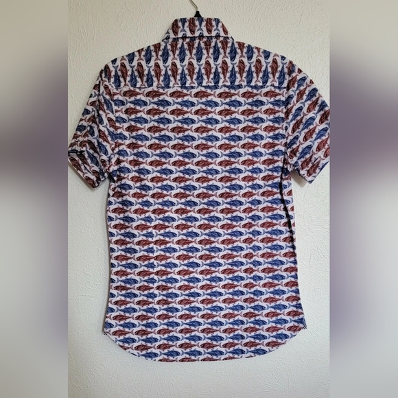 NWT Zipcode Men's Casual Fish Print Button Down Short Sleeve Shirt Size- Small - Picture 3 of 3